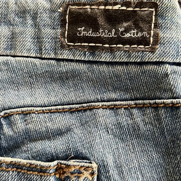 INDUSTRIAL COTTON BLUE JEANS JUNIOR SIZE 7 VINTAGE RARE EMBROIDERED BELT LOOPS - Picture 15 of 17